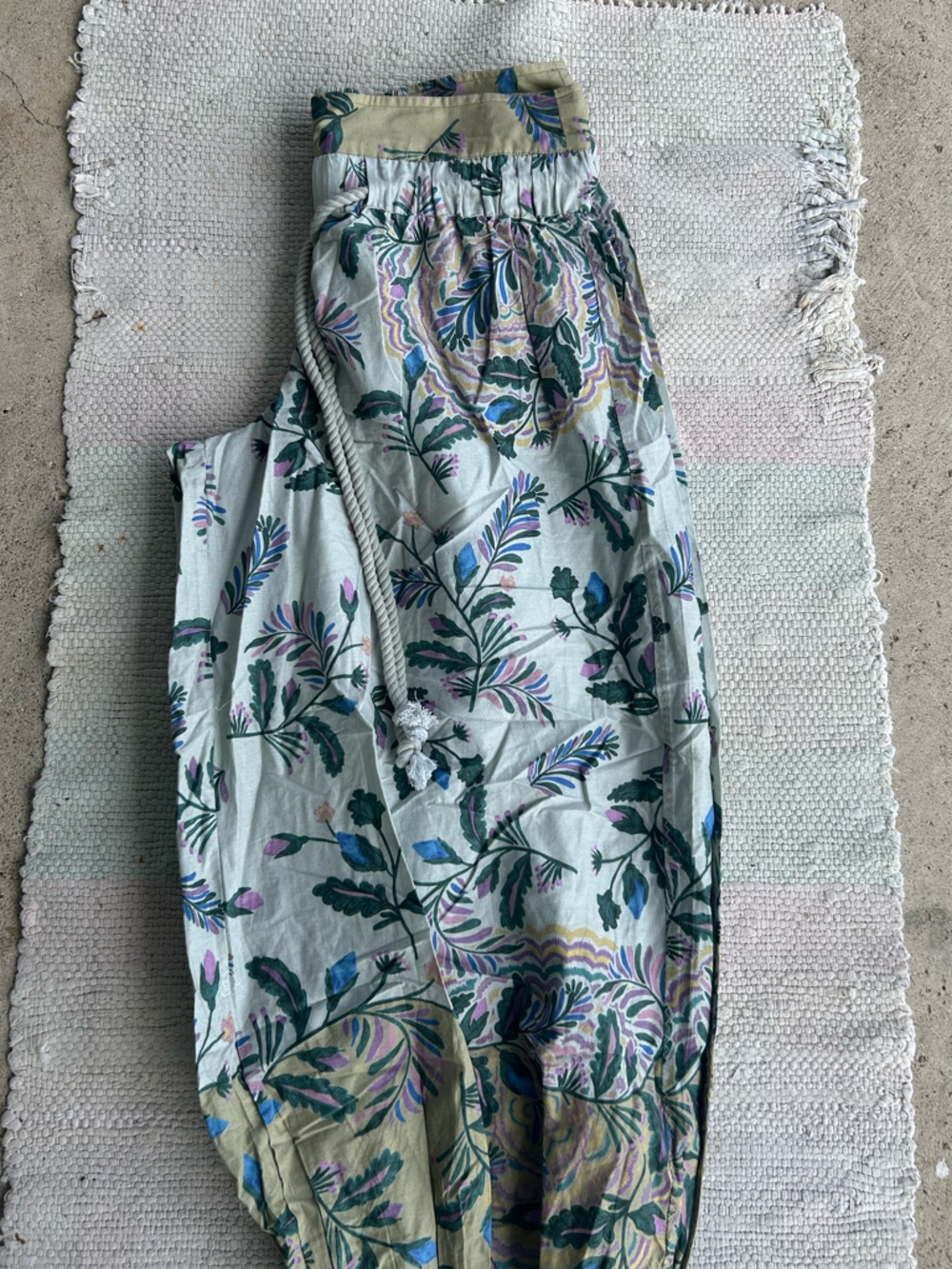 NWT Free People Sage Green & Lavender Floral Drawstring Harem Pants